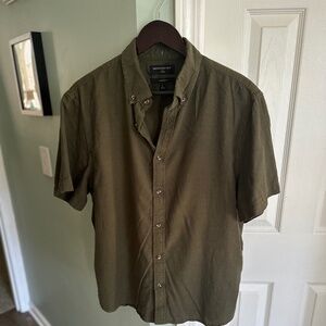 BANANA REPUBLIC FACTORY Untucked Fit Oxford Shirt - Brown - Large